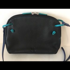 Mywalit Rio BLACK TURQUOISE ZIP TOP Bag CROSSBODY